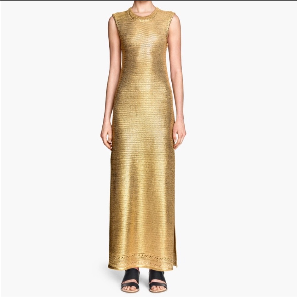 NWT H&M gold silk blend knit dress